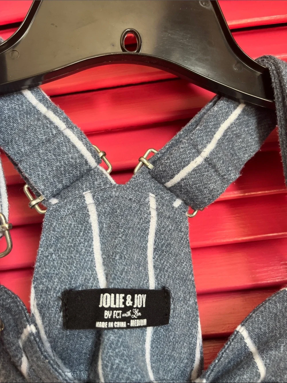 Women’s stripe soft feel jean look style bibs MEDIUM